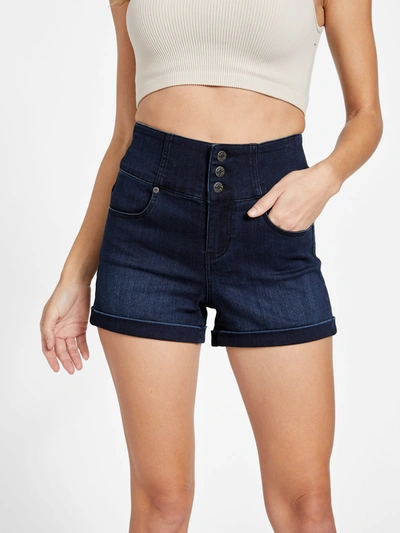 Guess Factory Eco Milan Denim Corset Shorts In Blue