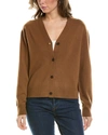 Vince Wool Blend V Neck Cardigan In Brown