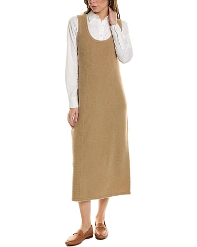 Vince Raw Edge Rib Wool & Cashmere-blend Sweaterdress In Brown