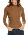 VINCE RIBBED MOCK NECK CASHMERE & SILK-BLEND SWEATER