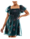 Jolt Womens Floral Print Fit & Flare Dress In Grey