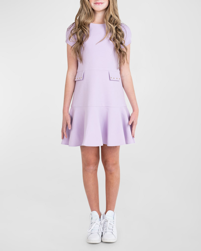 Zoe Kids' Girl's Mallory Knit Short-sleeve Dress In Lavender