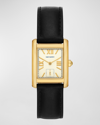 TORY BURCH THE ELEANOR WATCH - LEATHER AND GOLD-TONE STAINLESS STEEL