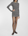 Saint Laurent Polka-dot Ruched Tulle Minidress In Bone