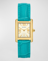 TORY BURCH THE ELEANOR WATCH - CROC EMBOSSED LEATHER AND GOLD-TONE STAINLESS STEEL