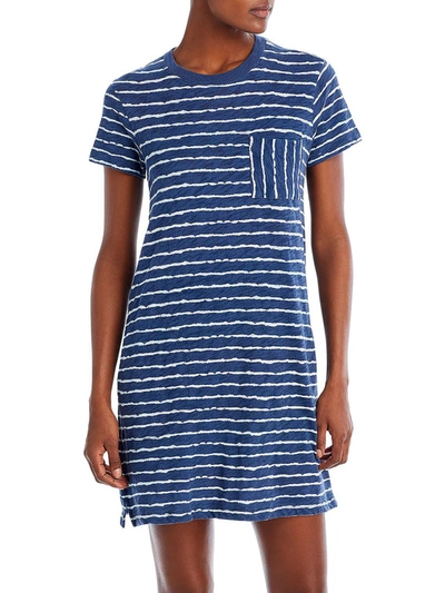 Atm Anthony Thomas Melillo Womens Striped Mini T-shirt Dress In Blue