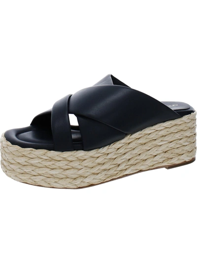 Andre Assous Calesa Womens Leather Slip-on Flatform Sandals In Black