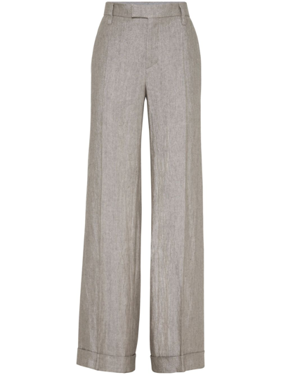 BRUNELLO CUCINELLI LINEN FLARED TROUSERS