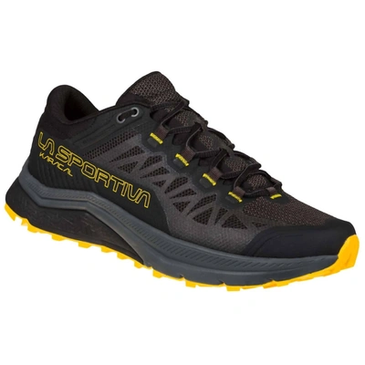 La Sportiva Men's Karacal Trail Running Sneaker - D/medium Width In Black/yellow In Grey