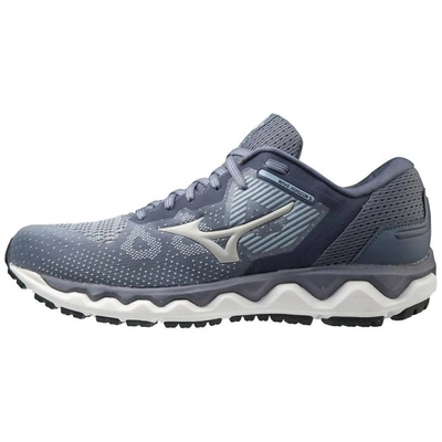 Mizuno Men's Wave Horizon 5 Running Shoes - D/medium Width In Blue Fog In Grey