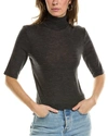 Vince Merino Wool Elbow-sleeve Turtleneck T-shirt In Grey