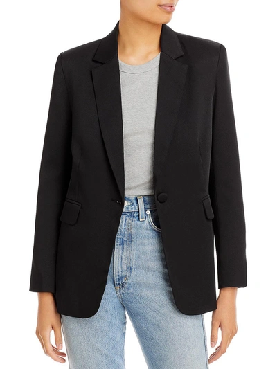Lucy Paris Womens Collared Padded Shoulder One-button Blazer In Black