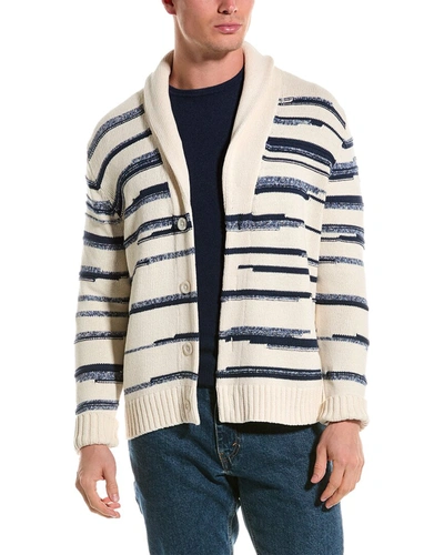 Vince Spacedye Stripe Shawl Collar Cardigan In White