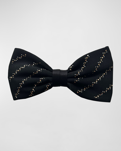 Stefano Ricci Men's Silk Crystal-diagonal Bow Tie In Black