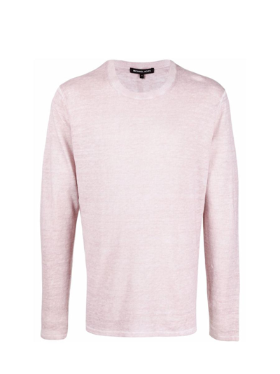 Michael Kors Cold Dye Linen Crew Clothing In Pink & Purple
