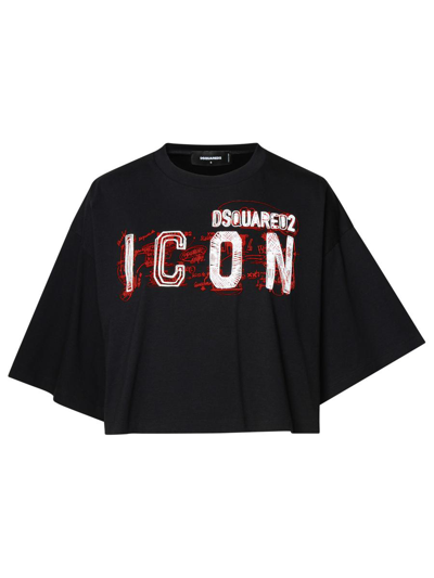 Dsquared2 T-shirt Over Logo Icon In Black