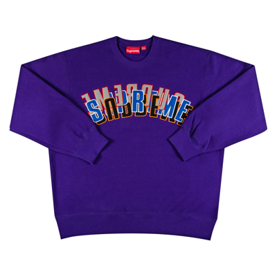 Pre-owned Supreme Stacked Crewneck 'purple'