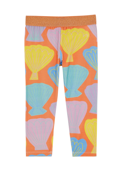 Stella Mccartney Kids Shell-printed Stretch-cotton Leggings In Multicoloured