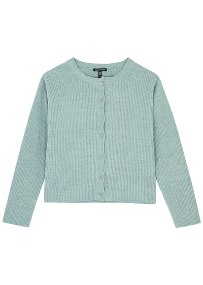 Eileen Fisher Ribbed Button-down Chenille Cardigan In Light Blue