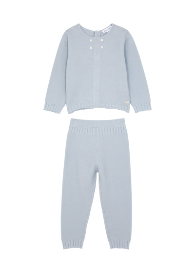 Tartine Et Chocolat Kids Knitted Cotton Tracksuit (18-24 Months) In Blue Light