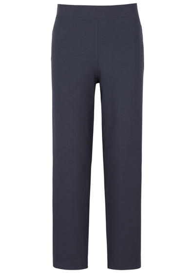 Eileen Fisher Cropped Stretch-crepe Trousers In Dark Blue