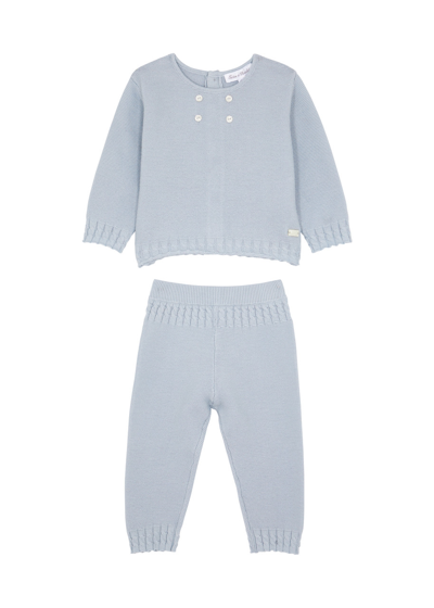Tartine Et Chocolat Babies' Kids Knitted Cotton Tracksuit (1-12 Months) In Blue Light