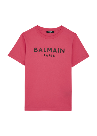 Balmain Kids Logo-appliquéd Cotton T-shirt (4-10 Years) In Pink Fuchsia