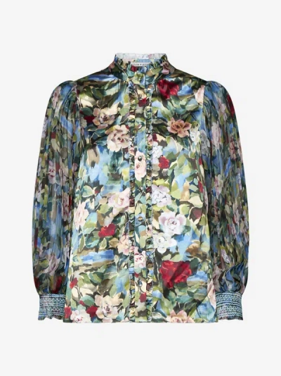 Alice And Olivia Alice + Olivia Ilan Printed Blouse In Multicolor