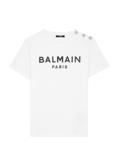 Balmain Kids Logo-print Cotton T-shirt (4-10 Years) In White