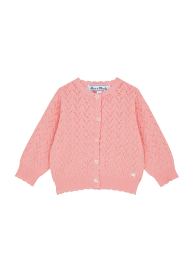 Tartine Et Chocolat Kids Pointelle-knit Cotton-blend Cardigan (6-12 Months) In Pink