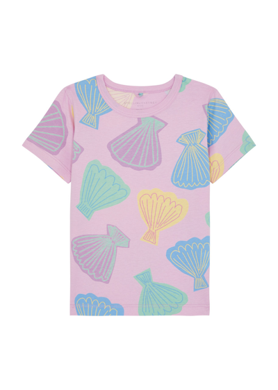 Stella Mccartney Kids Shell-print Cotton T-shirt In Purple