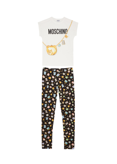 Moschino Kids Stretch-cotton T-shirt And Leggings Set In Black
