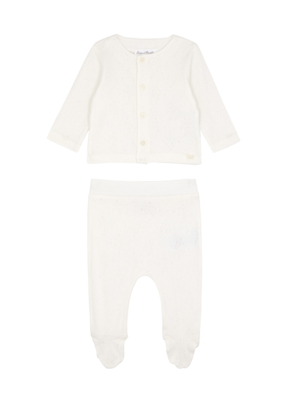 Tartine Et Chocolat Babies' Kids Pointelle-knit Cotton Cardigan And Leggings Set In Ivory