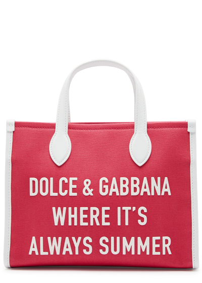 Dolce & Gabbana Kids Always Summer Canvas Top Handle Bag In Black