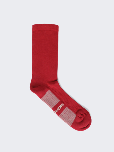 Rick Owens Glitter Socks In Cardinal Red And Pearl