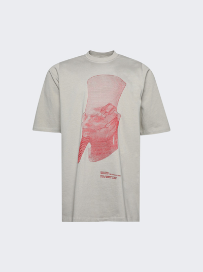 Rick Owens Ron Jumbo Tee In Pearl And Cardinal Red