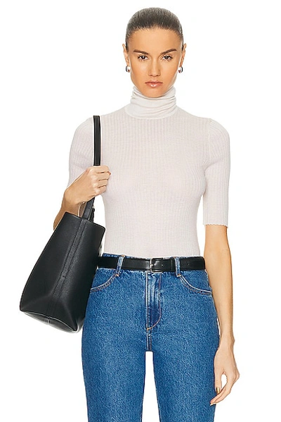 Sprwmn Short Sleeve Turtleneck Top In Chalk