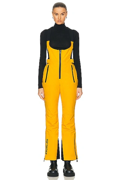 Moncler Half-zip Belted Ski Suit In Yellow