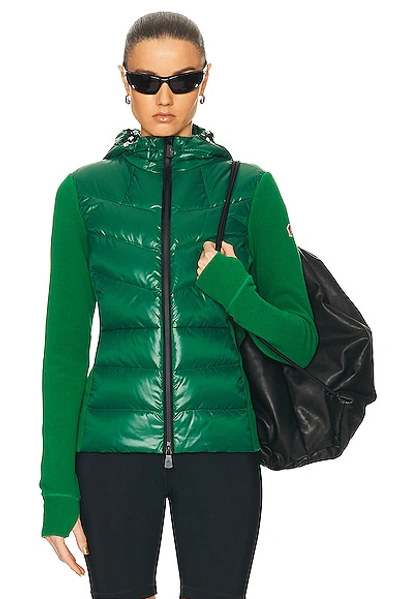 Moncler Down Cardigan In Green
