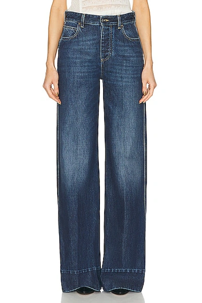 Bottega Veneta Indigo Wide Leg Denim Trousers In Blue