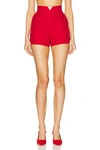 Valentino Crepe Couture Short Shorts In Rosso