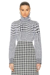 Burberry Houndstooth Wool-blend Turtleneck Sweater In Monochrome