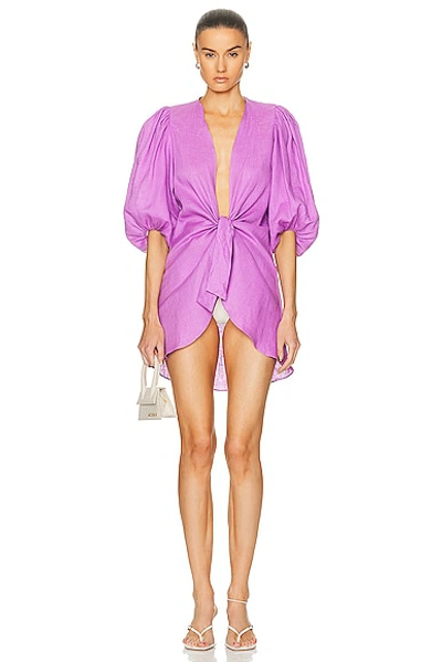 Adriana Degreas Solid Voluminous Sleeves Shirt In Light Purple