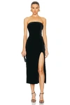 NICHOLAS ADIBA STRAPLESS ROUND EDGE MIDI DRESS