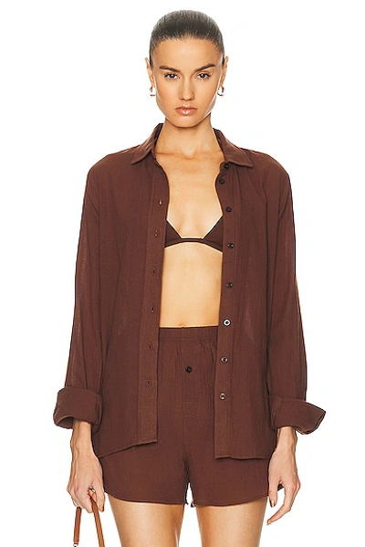 Éterne Jolene Button Down Top In Chocolate