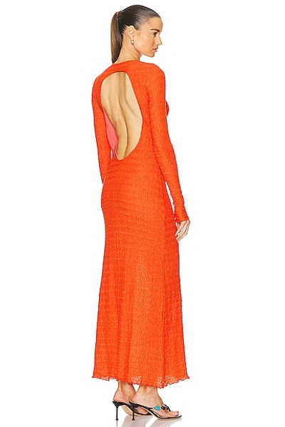 Siedres Lendi Open Back Textured Maxi Dress In Orange