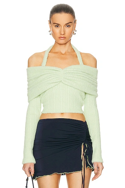 Siedres Ledi Off The Shoulder Ruched Top In Lime