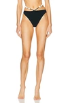 Magda Butrym High-waisted Monochrome Swimsuit Pearl Embellishments In Black