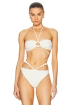 Magda Butrym Jersey Halter Bikini Top In Cream