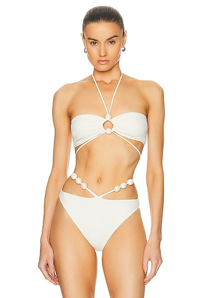 Magda Butrym Jersey Halter Bikini Top In Cream